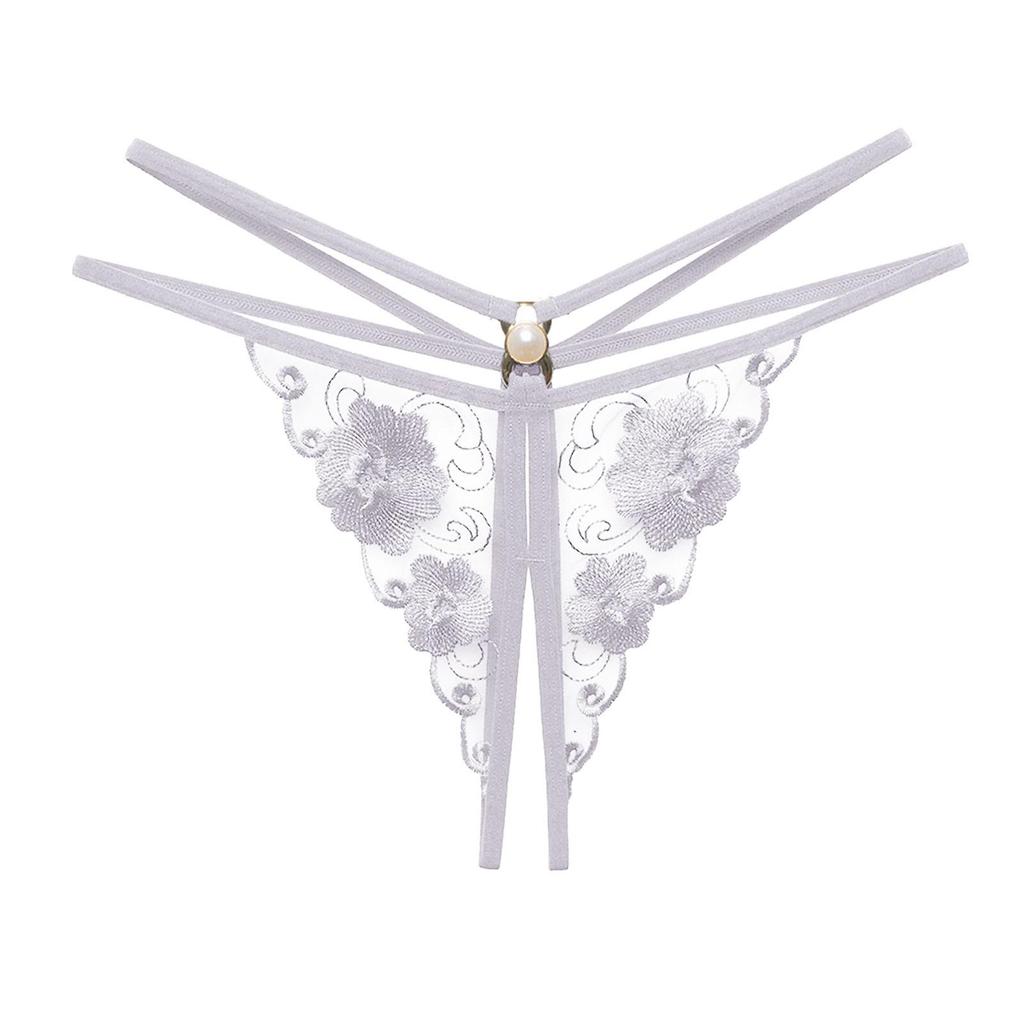 Erotic Panties Woemn'S Sexy See Through Lace Lingerie Briefs Erotic Open Crotch Underpants Pearl Massage Underwear Low Waist Seductive