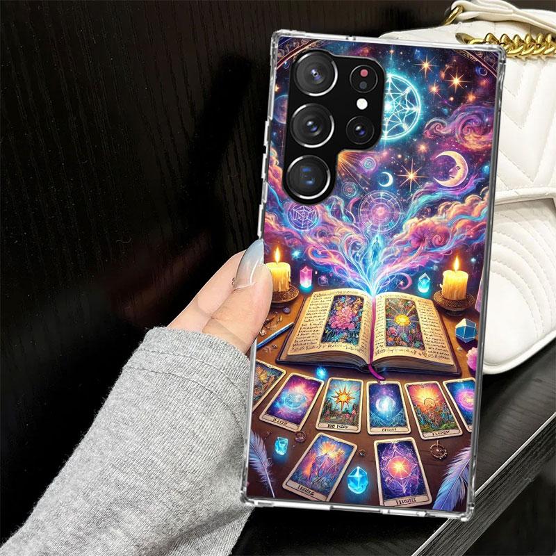 Witch Tarot Card Case for Samsung Galaxy S25 S24 S23 S22 Ultra Soft Phone Cover S25 Edge S21 Plus S20 FE S10 + Black Cover