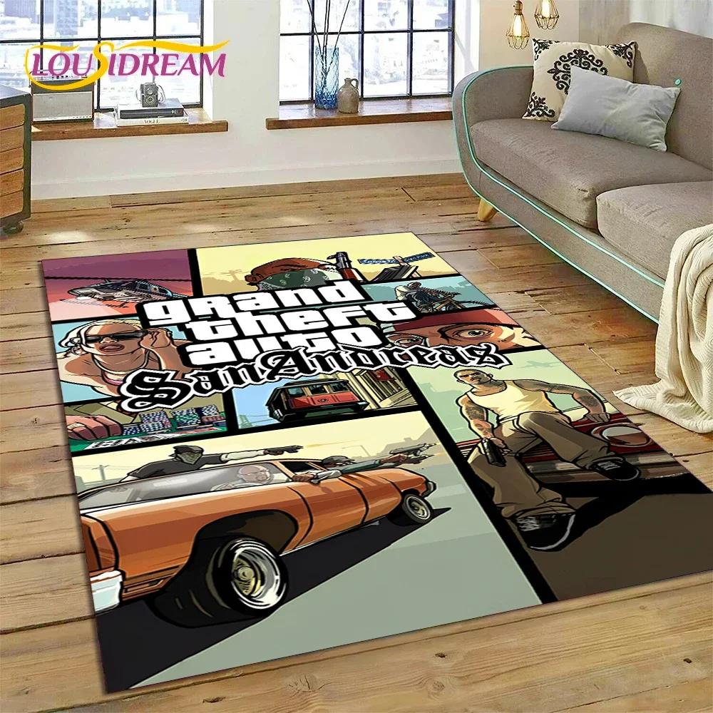 3D GTA Spiel Grand Theft Auto Gamer Teppich für Schlafzimmer Wohnzimmer Zuhause Sofa Dekoration, Kinder Spiel Große Dekor Bodenmatte