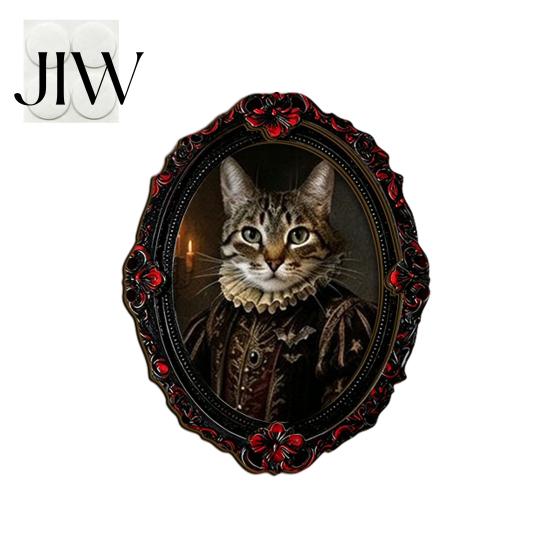 Halloween Dekorahmen Haustierfoto Dekoration, mit Klebepunkt, Hexenhut Katze Hund Mini Tier Ornament Holzdekor, Retro für Zuhause Büro