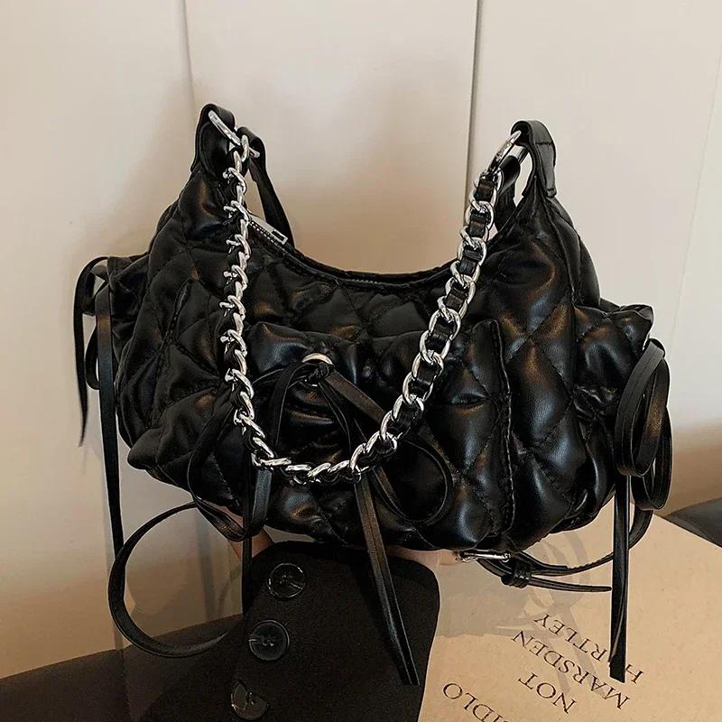 

Arc Shoulder Chain Bag for Women Y2k Large Capacity New Casual One Shoulder Crossbody Bag Spicy Style Girl Commuter Bag