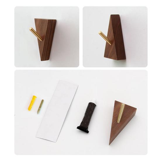 Yousheng Dreieckiger Holzwandhaken Holzbasis Metallhaken Rustikaler Wandhaken Kleiderhaken für Hauseingang Wohnzimmer Schlafzimmer