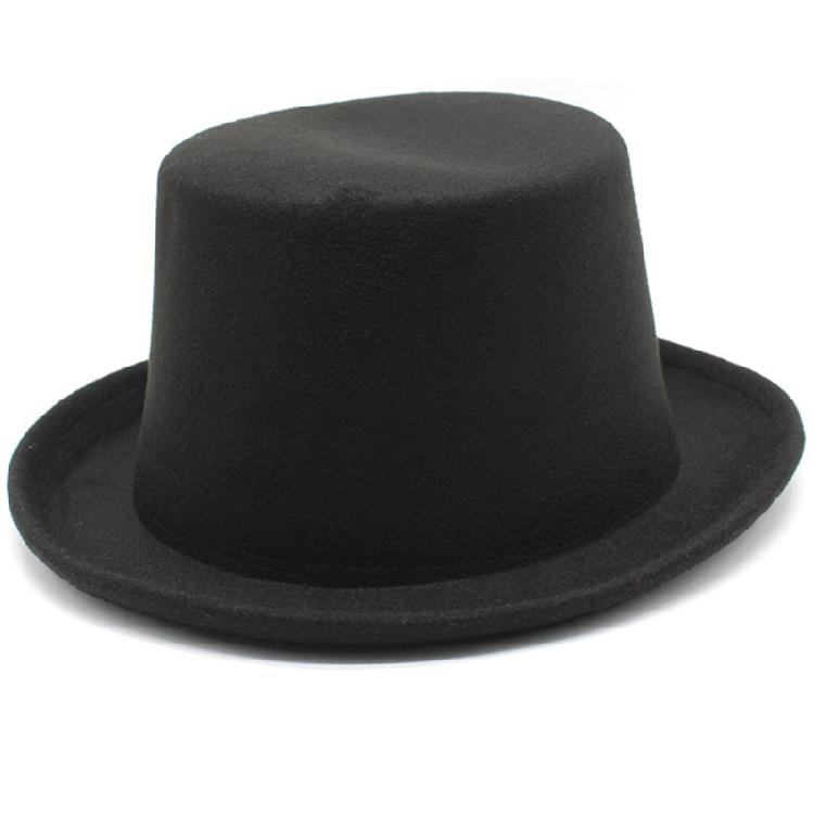 Roll Brim Fedora Cap Flat Top Hat Adult Unisex Magician Hat Masquerade Balls Cap