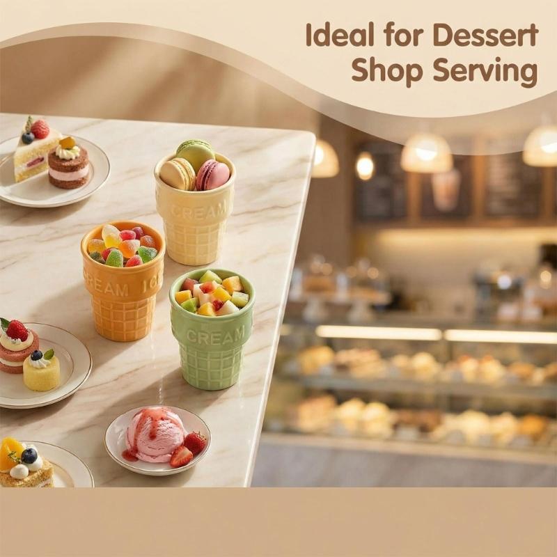 Waffel-Stil Snackbecher Dessertbehälter Miniatur-Eistüte Keramikschale für Süßigkeiten und Gewürze