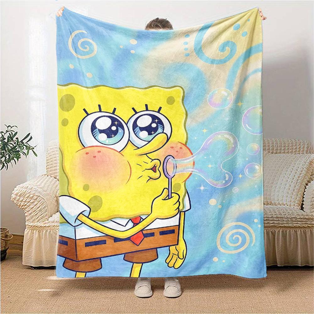 1Pc Spongebob Bubbles Blanket Soft Throw Blanket For Home Bedroom Bed Sofa Travel Office Solid Christmas Blanket