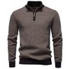Classic Striped Knitwear Men Cotton Blend Sweater Mock Neck Warm Thickened Old Money Luxury Winter Sweaters for Men