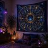 Moon Phases and Star Tapestry Wall Hanging Dark Navy Celestial Silver Mystic Lunar Aesthetic Wall Art Bedroom Dorm Decor
