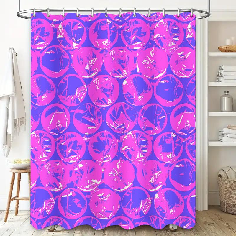 Purple Pink Pop Art Style Bubble Bath Shower Curtain Waterproof Fabric Home Decor Modern Bathroom Decoration 72X84In