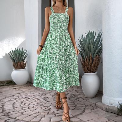 Europe and the United States Summer New Printing Suspender Dress Hot Sale Sweet Fresh Pastoral Dress Women