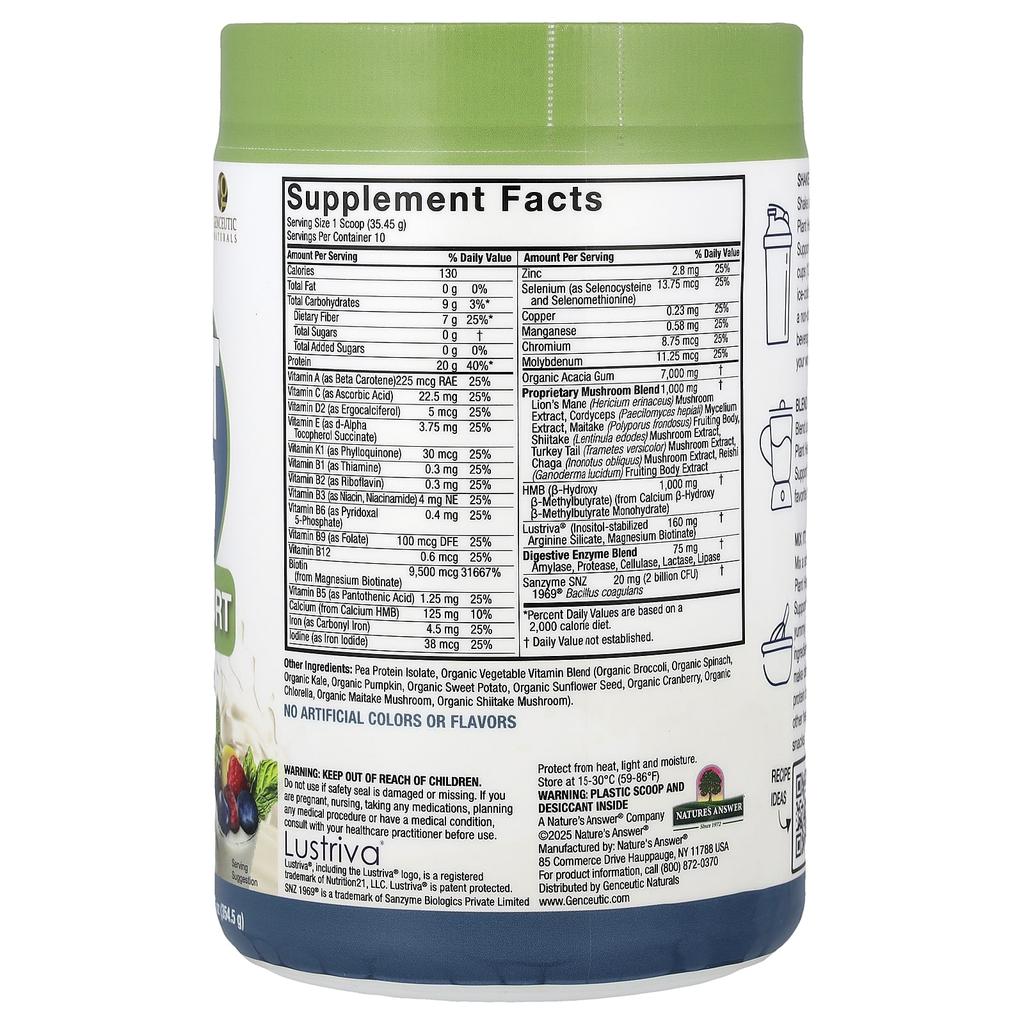 Clean Vegan Plant Head®, Glp-1 Support, Smoothie Mix, Unflavored, 354.5 G (12.5 Oz)