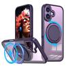 KEYSION Shockproof Matte Transparent Case for MagSafe for iPhone 17 17 Air 360° Rotating Magnetic Ring Stand Phone Back Cover
