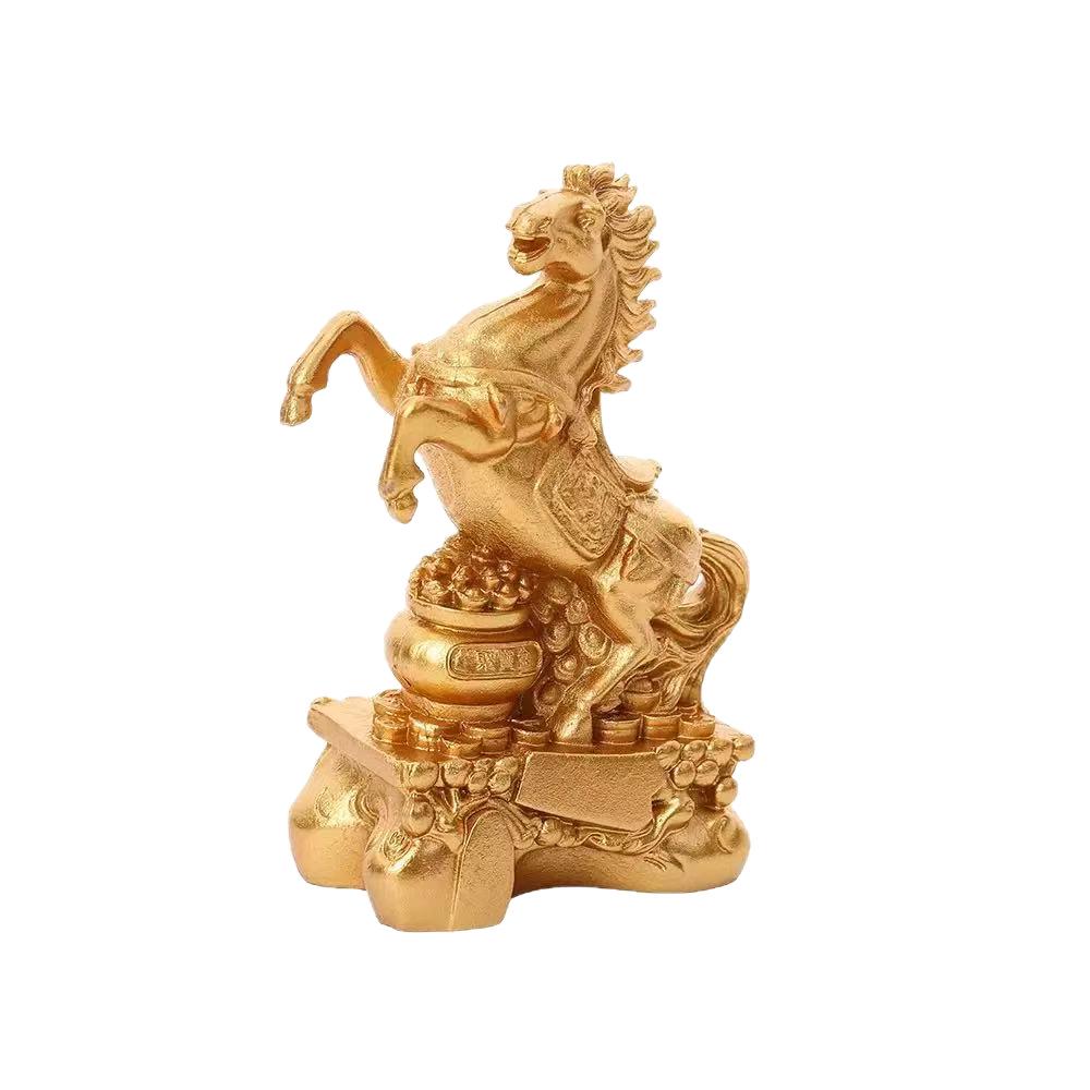 Golden Horse Figurine: Symbol of Wealth & Success - Ideal for Ceremonies, Entrances, Zodiac, Moving, or Living Room and Office Decoration.