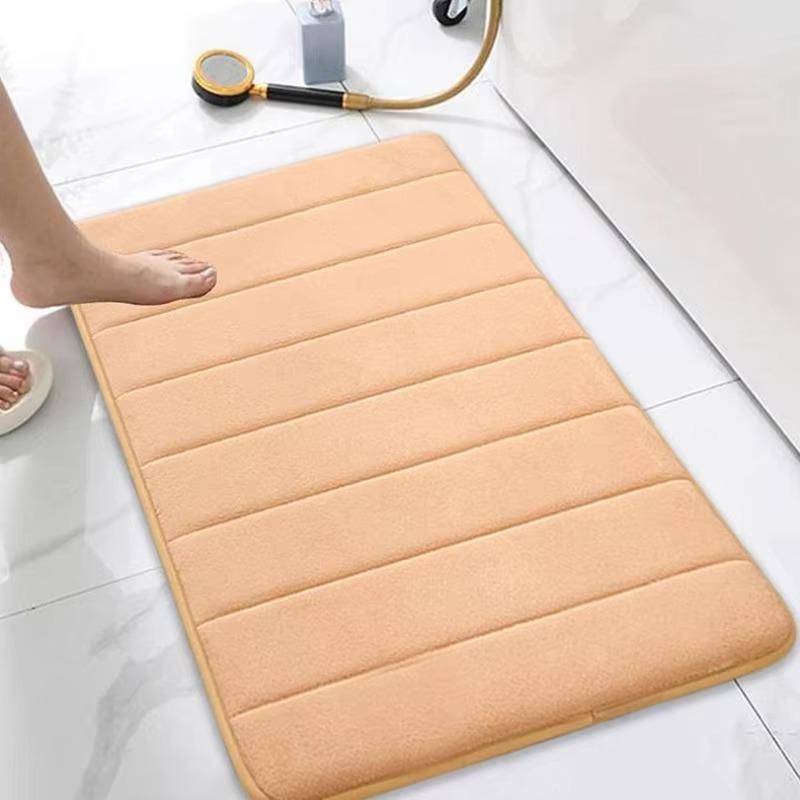 Alfombra de Piso 1PCS Espuma Viscoelástica Raya Color Sólido Alfombra de Piso Baño Antideslizante Absorbente Alfombra Inodoro Alfombra para Puerta