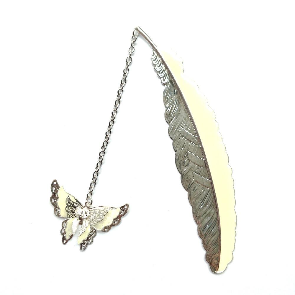 1Pc Luminous Feather Bookmark Retro Glowing Whale Tail Metal Bookmark Fluorescent Owl / Butterfly Bookmark