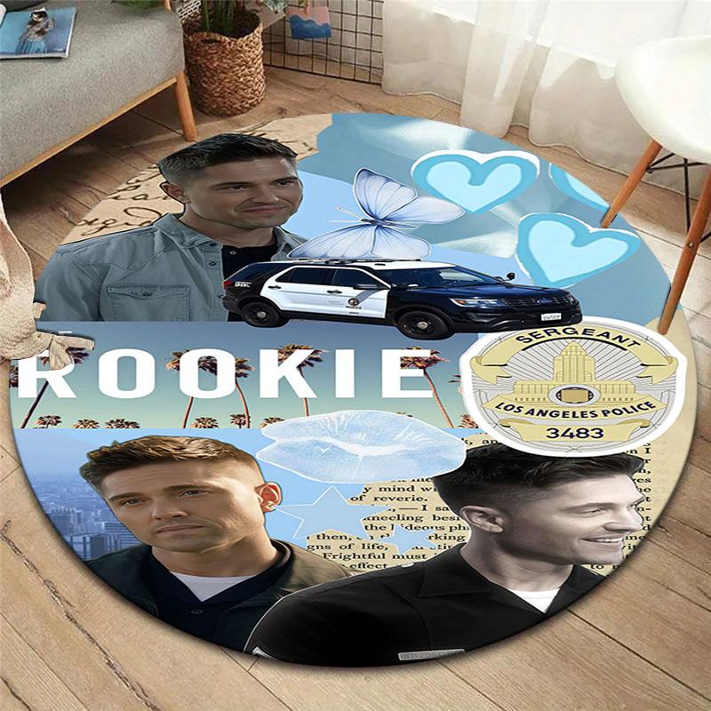 THE ROOKIE Round Area Rug,Carpet Rug for Living Room Bedroom Sofa Playroom Decor,Non-slip Floor Mat
