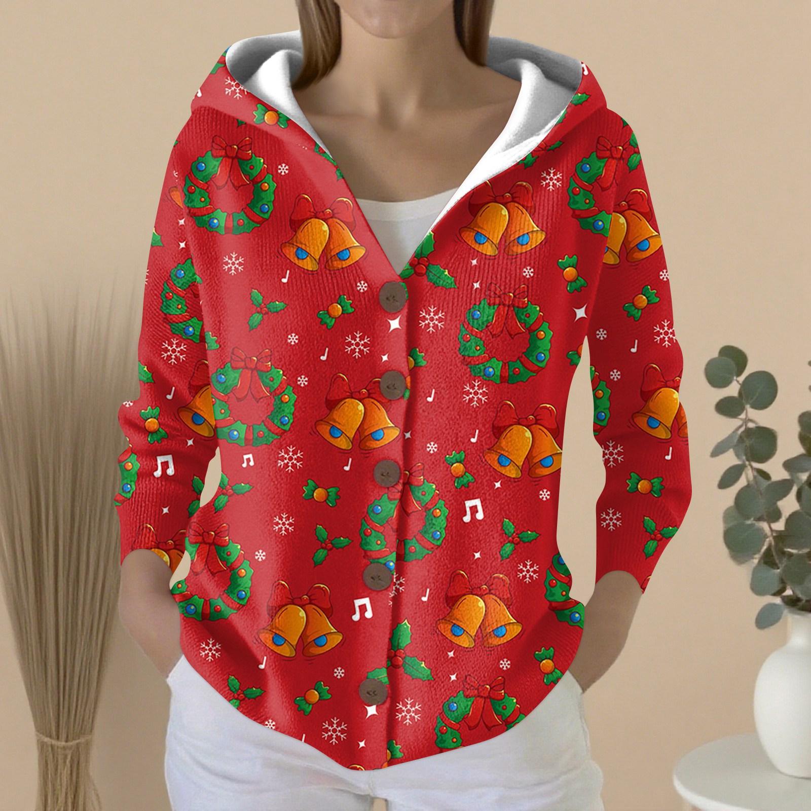 

Женский модный повседневный свитер на пуговицах с принтом, кардиган, куртка с капюшоном S