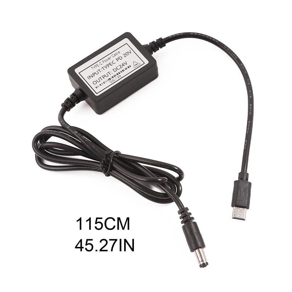 USB TypeC 20V to DC24V 5.5x2.1mm Power Cable 12V 15V 20V In 24V Out for 24V Cameras and Speaker Led Lights Power Supply