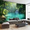2D Lush Rainforest Waterfall Wall Tapestry Tropical Nature Background Cloth for Home