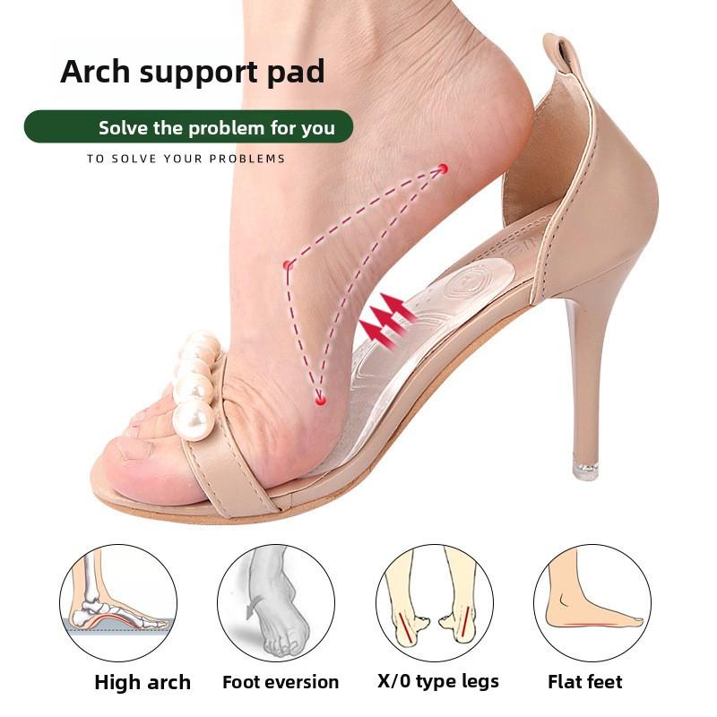Arch Support Insole, Male and Female Soft Particle Anti-skid Shock Absorption Soft Sole Flat Foot, Half Pad Foot Pad