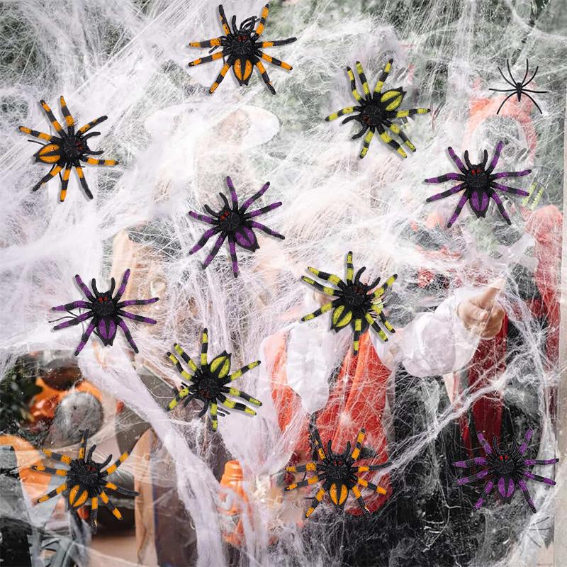 5Pcs Realistic Plastic Spiders Halloween Party Decoration for Home Indoor Outdoor Spider Web Haunted House Spooky Horror Props