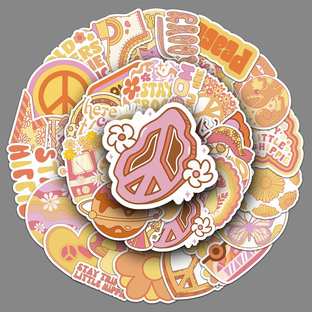 50 Hippie Graffiti Stickers Personalized Boho Decorative Mobile Phone Case Suitcase Stickers
