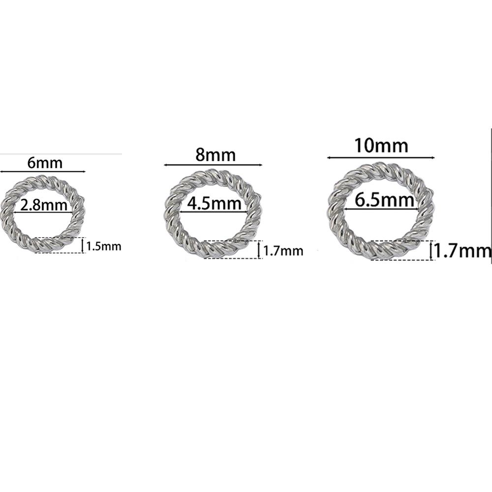 10pcs Stainless Steel 6 8 10mm Twist Rope Circle Connector Closed Jump Rings Split Ring Thick for DIY Jewelry Making Supplies