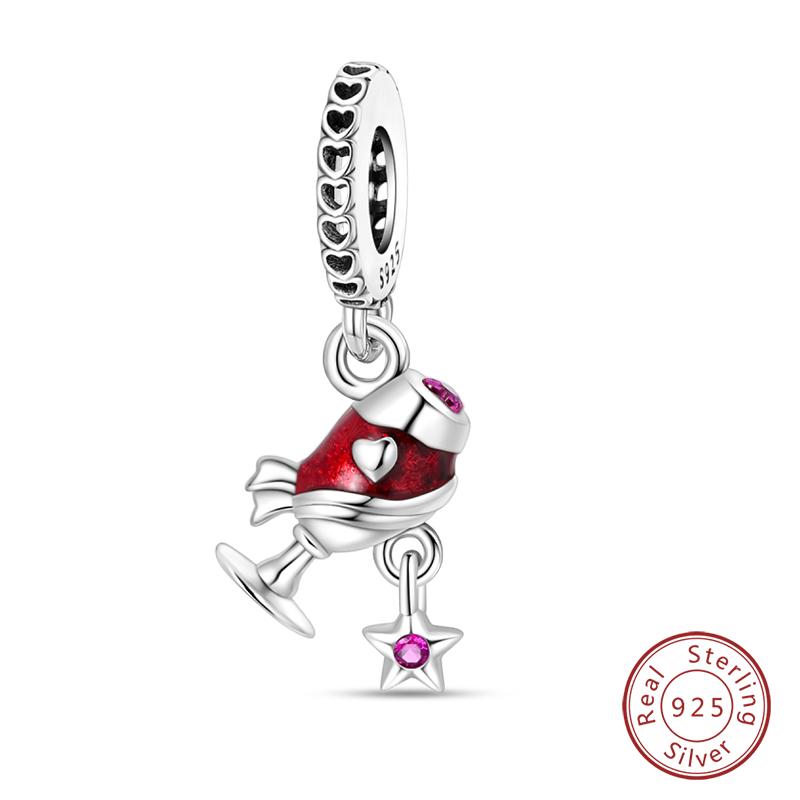 New Copper Fashion Chameleon Blue Whale Guardian Wing Drunk Angel Charms Beads Fit Diy Bracelets Original Jewelry