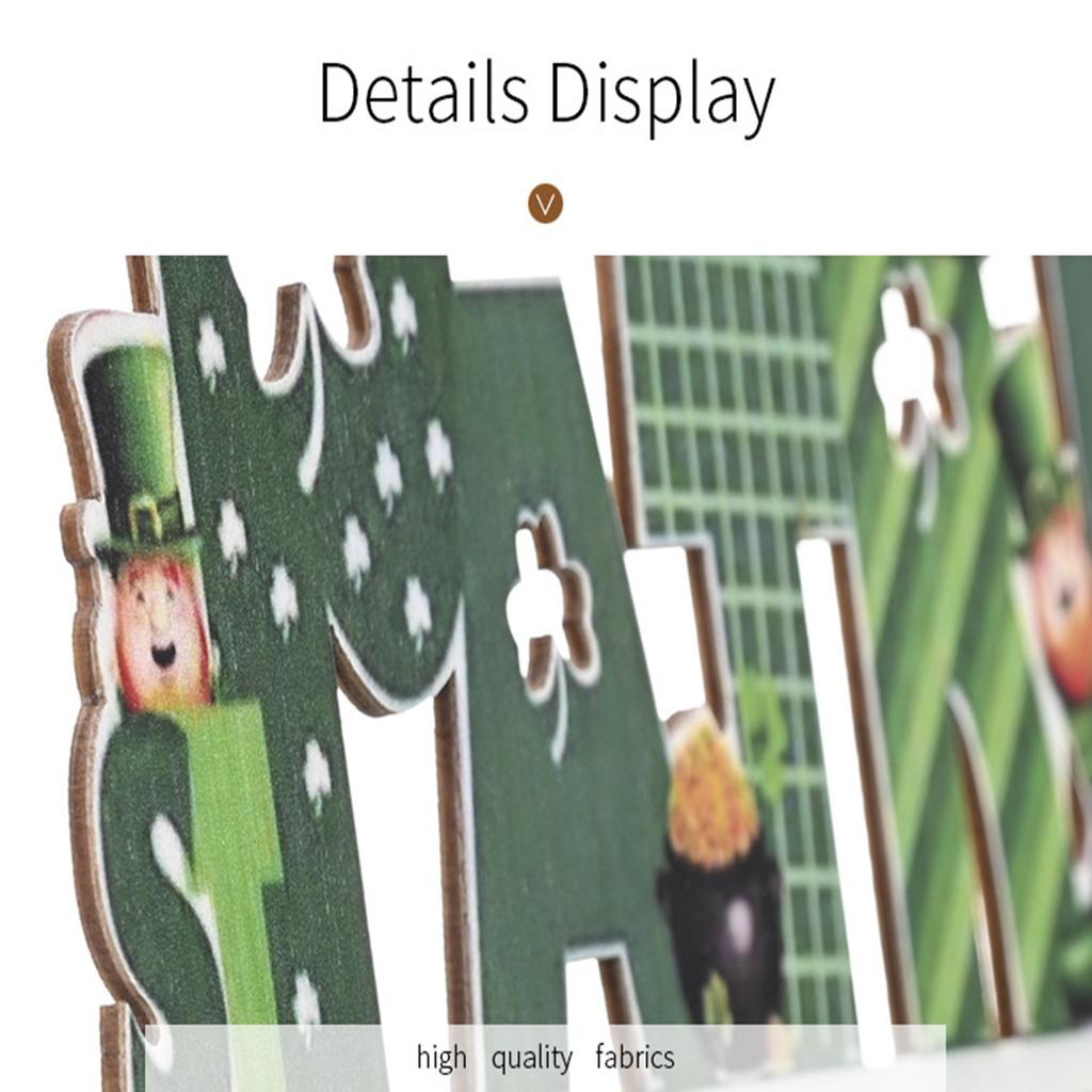 6pcs Wooden Table Sign Set 6 Patterns Lucky Clover Ornament Sincere Wishes For St Patrick Day Decor