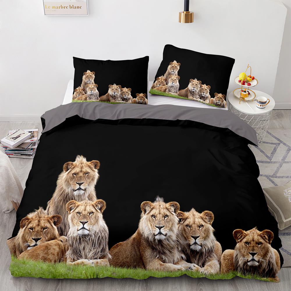 Beast Lion Bedding Set Single Twin Full Queen King Size Animal Bed Set Aldult Kid Bedroom Duvetcover Sets 3D Print 030
