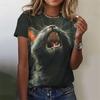 Cute Women's Round Neck Printed 3D T-shirt with Animal Fun T-shirt