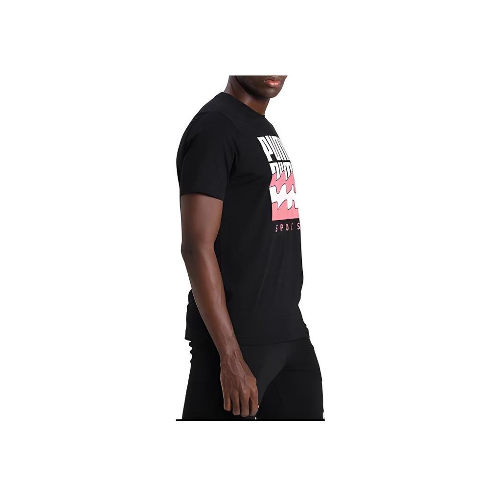 Puma Summer Graphic Large Letter Logo Print Short Sleeve T-shirt Men Tops Black 583875-01