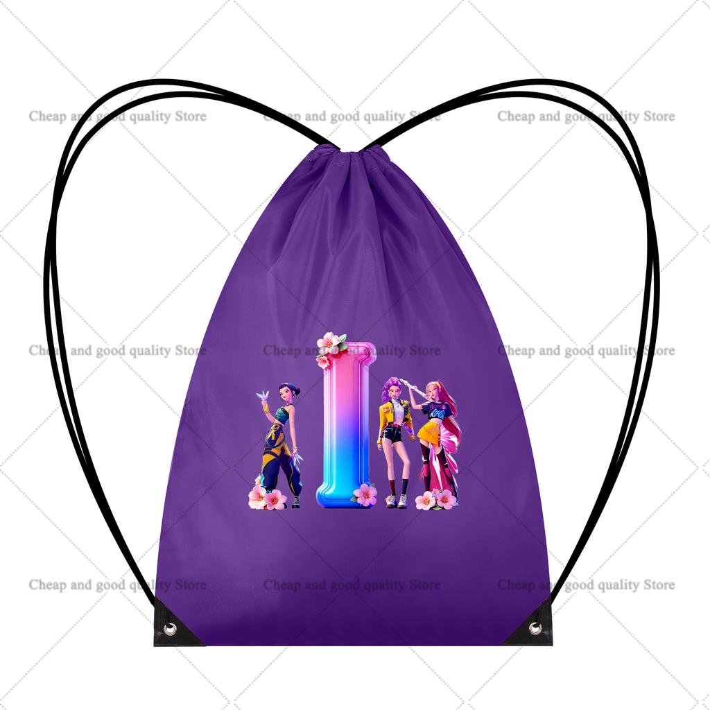 KPop Demon Hunters Bundle Pocket Drawstring Backpack Youth Fashion Large Capacity Sport Bag Cartoon Gift Bags Cycling Knapsack Kid Friendly
