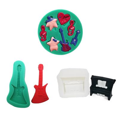 Silikon-Schokoladenform Weiche Kuchenbackutensilien Musiknoten Klavier Gitarre Fondant-Süßigkeitenformen Silikon-Backformen