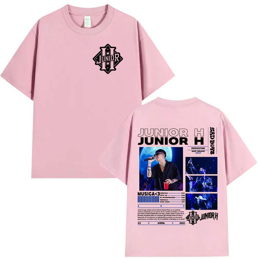 Rapper Junior H Sad Boyz Tour 2025 Album Merch TShirt Men Hip Hop Gothic Punk T Shirt Fans Gift Oversized Short Sleeve T Shirts
