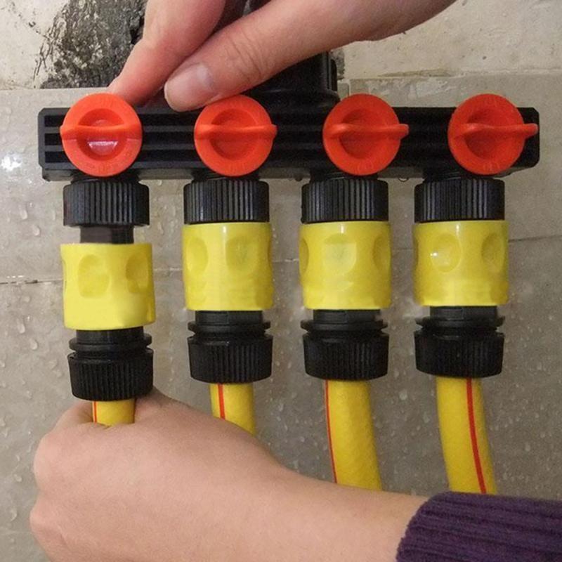 Hot Garden 4 Way Tap Connectors Hose Pipe Splitter Plastic Drip Irrigation Water Connector