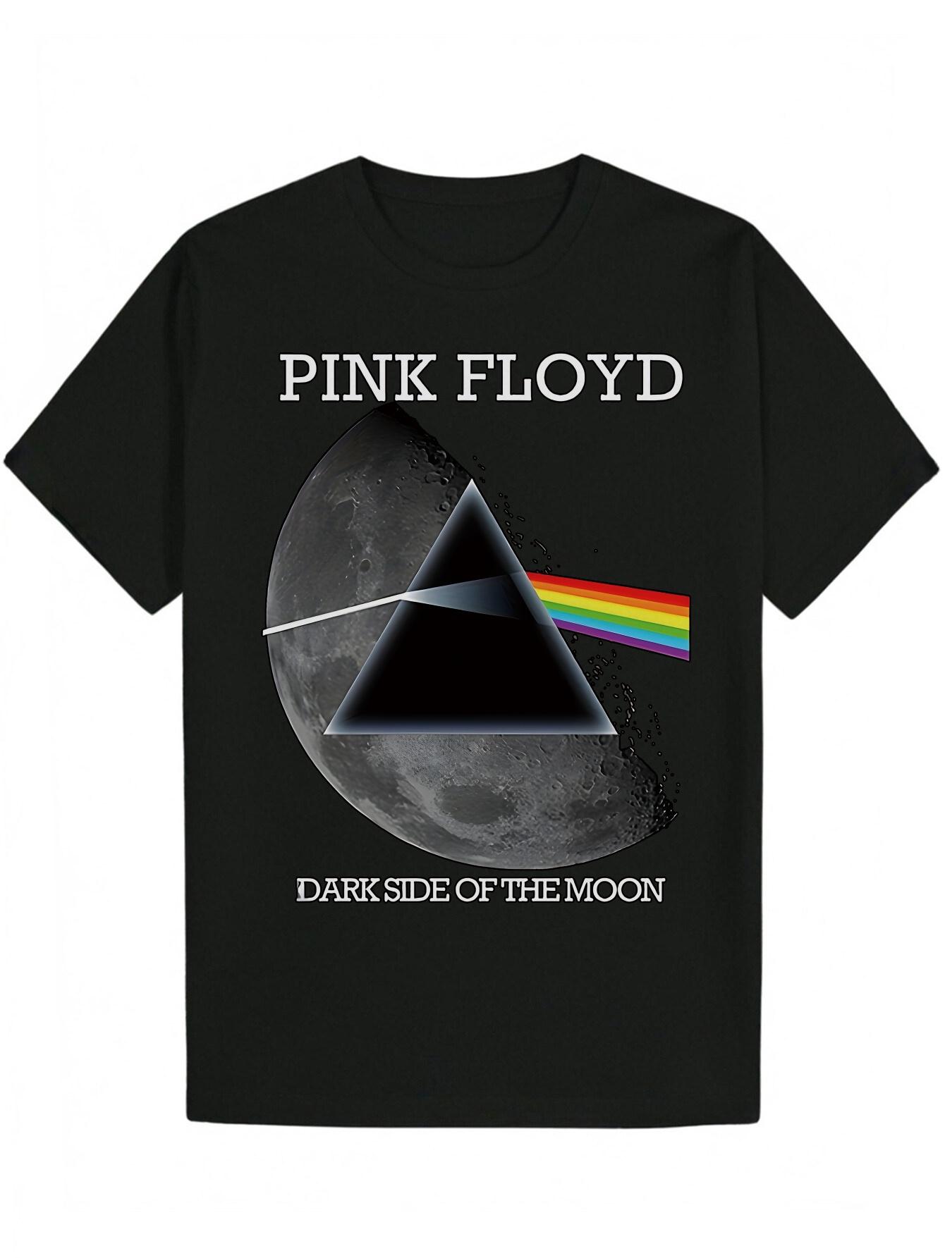 Футболка с логотипом Pink Floyd Rock Band Prism Circle 100% Хлопок Модный Принт Минималистичный Повседневный Свободный Трендовый Топ S