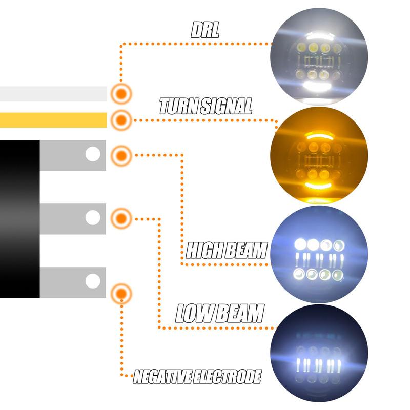 7 Inch Motorcycle Led Auto Headlight LED Headlight DRL Angel Eyes for Harley Honda Yamaha Jeep Lada Niva Urban Car H4 Headlamp