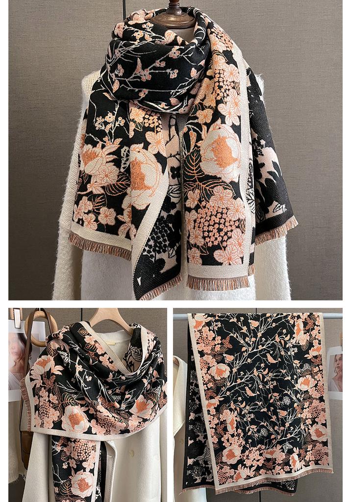 Women's Stylish Faux-Cashmere Scarf – Korean-Style Printed Warm Neck Warmer & Air-Conditioning Shawl