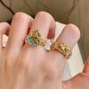 Elegant Antique Enamel Butterfly Gourd Ring For Women With Dazzling Gemstone Accents