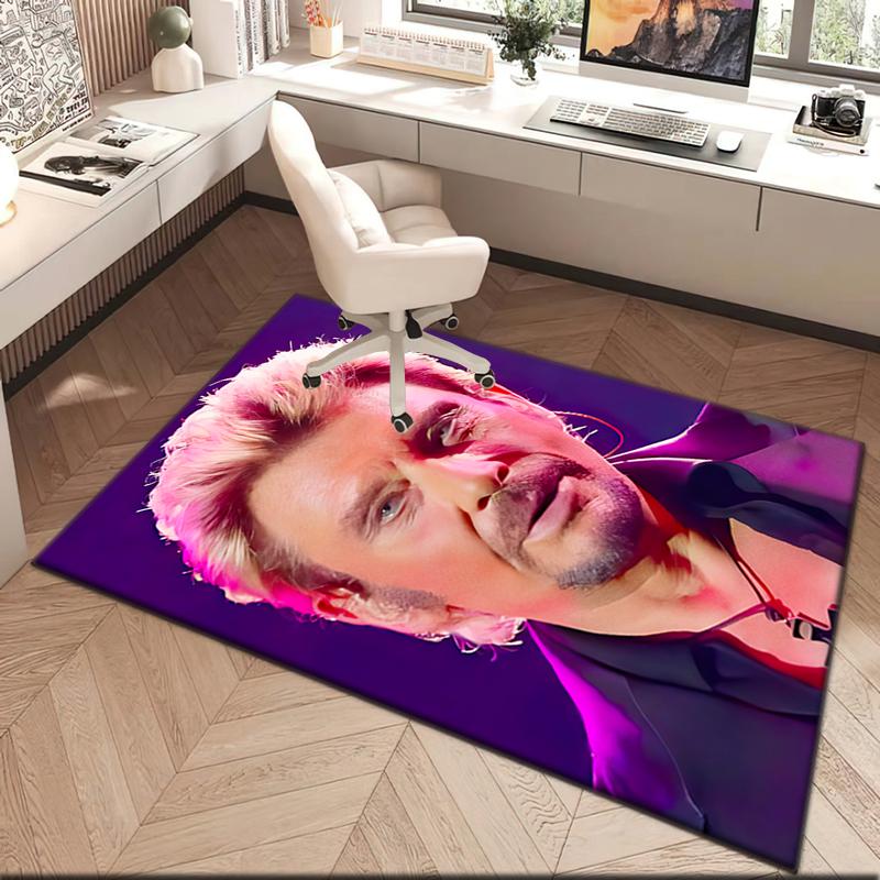 1pc French rock legend Johnny Hallyday Carpet Rug for Living Room Bedroom Home Sofa Decoration,Kids play Non-slip Floor Mat