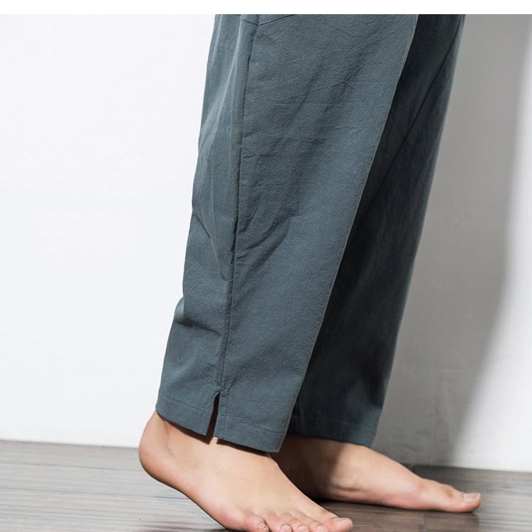 Pantaloni Casual Oversize da Uomo, Pantaloncini a Lanterna Larghi da Uomo in Cotone e Lino con Coulisse Hip-hop