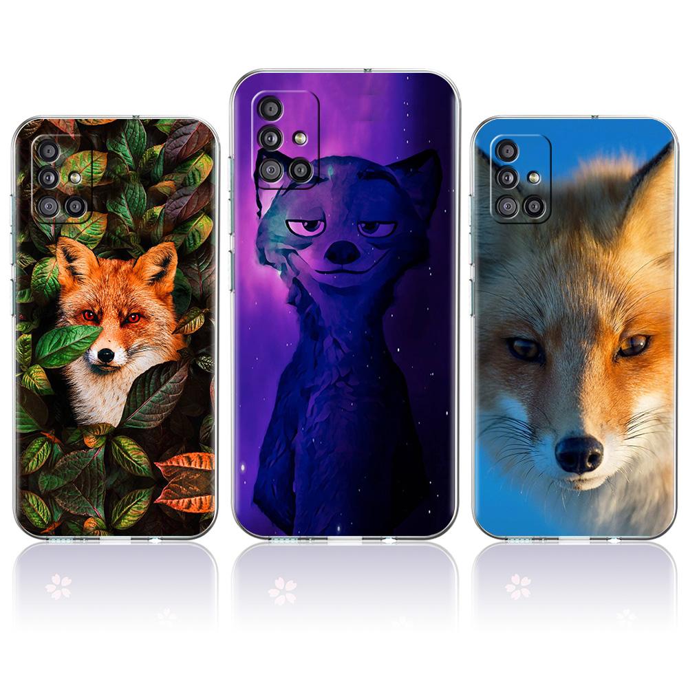 Cute cartoon animal fox Phone Case For Samsung Galaxy A51 A71 A21S A12 A11 A31 A41 A52 A32 5G A72 A01 A50 A70 Soft Clear Cover