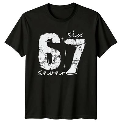 Six Seven Numbers Distressed Graphic Unisex Mens Womens T-Shirt