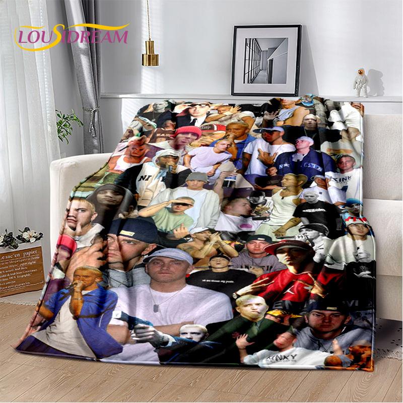 Rapper Eminem Tupac 2pac Hip-Hop Music Rap God Blanket,Soft Throw Blanket for Home Bedroom Bed Sofa Picnic Travel Cover Gift