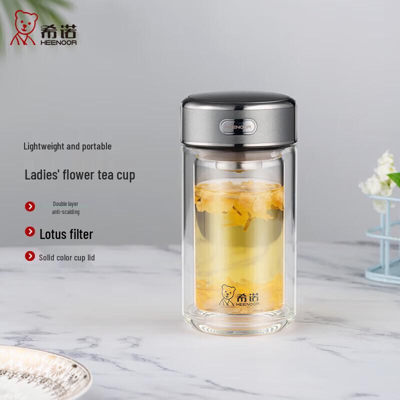 Heenoor Double-Layer Glass Business Tea Cup