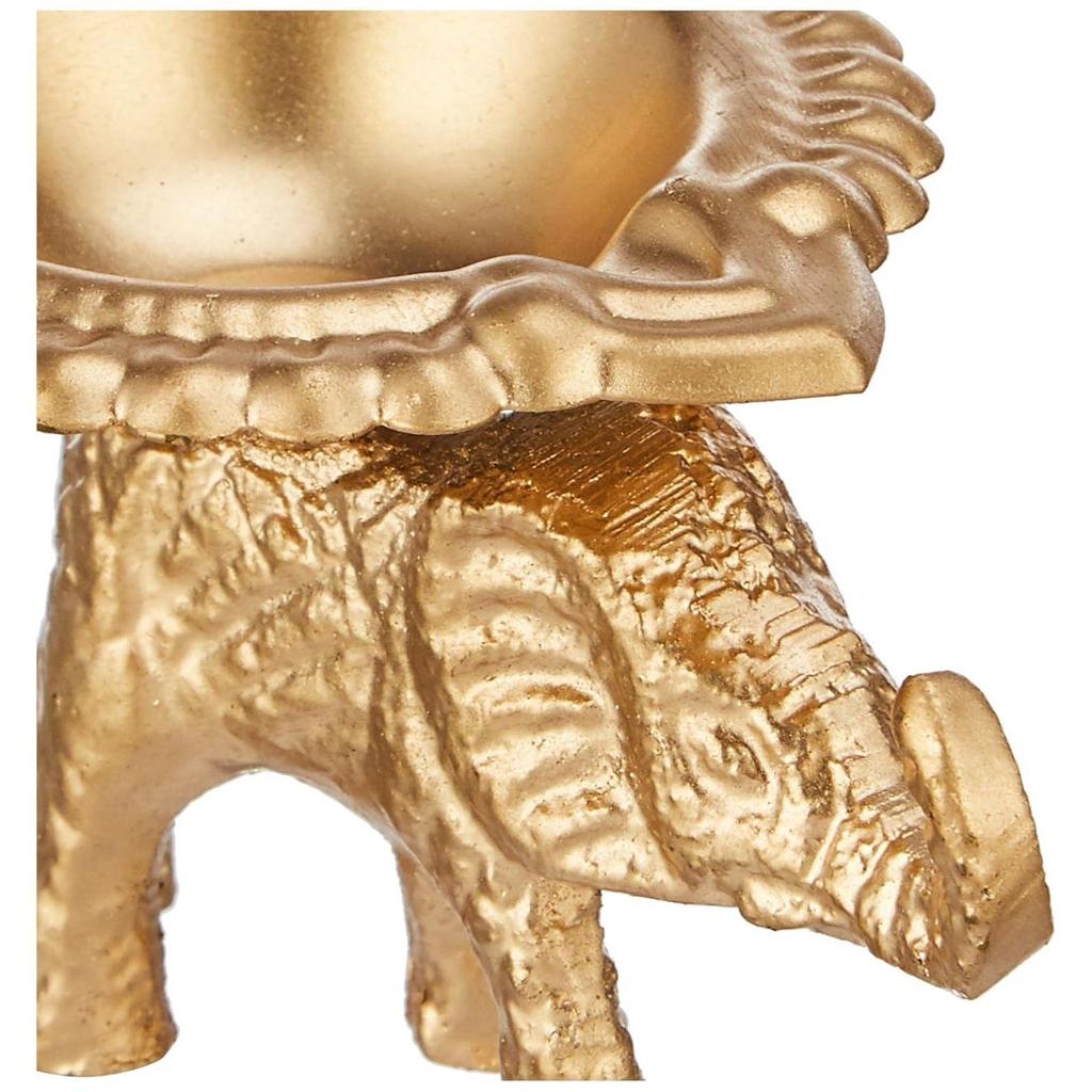 Decorative Handcrafted Metal Elephant Diya for Puja | Tealight Candle Holder for Home Décor & Gifting