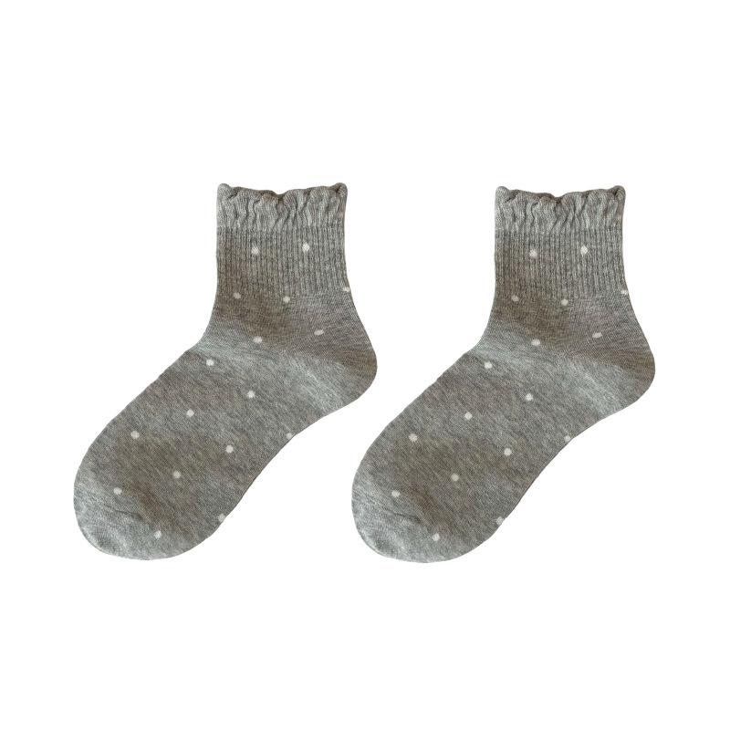 Female Autumn Wooden Ear Side Polka Dot Ballet Wind Tube Pile Socks