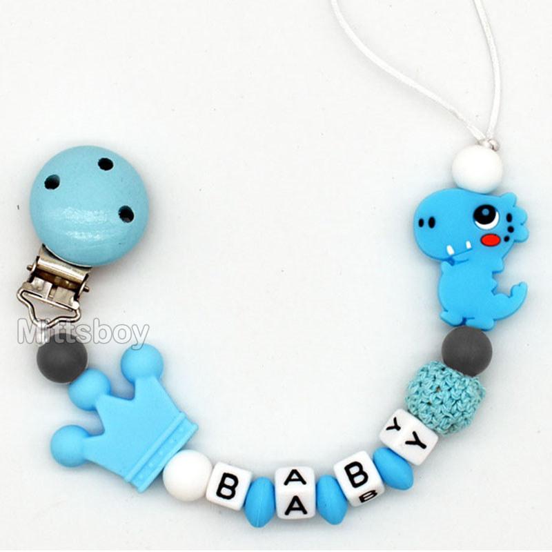 Personalized Name Handmade Silicone Baby Beech Dummy Pacifier Clip Safe Teething Chain Teether Pacifier chains Holder Chain Gift