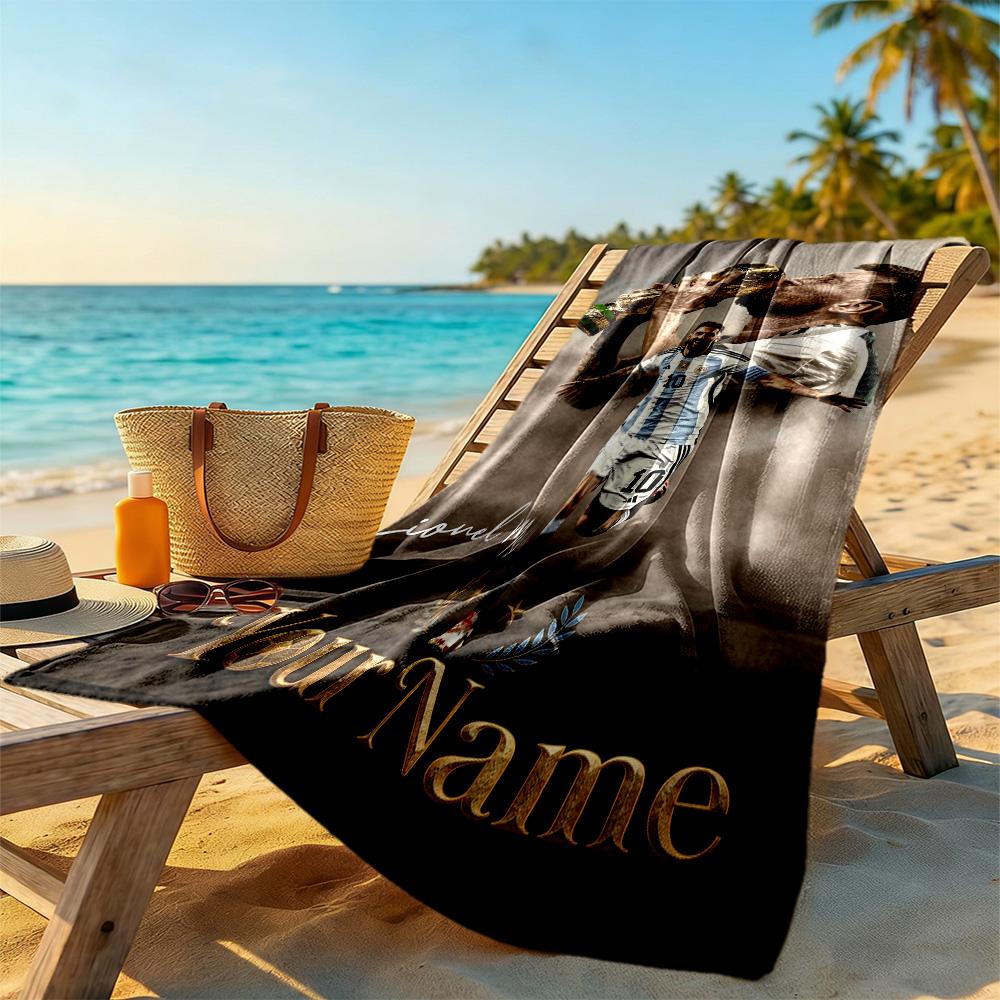 Football Messi Personalized Text Beach Towel Soft Durable Quick-Dry Portable for SwimmingBeachCamping Travel Beach AccessoriesGym