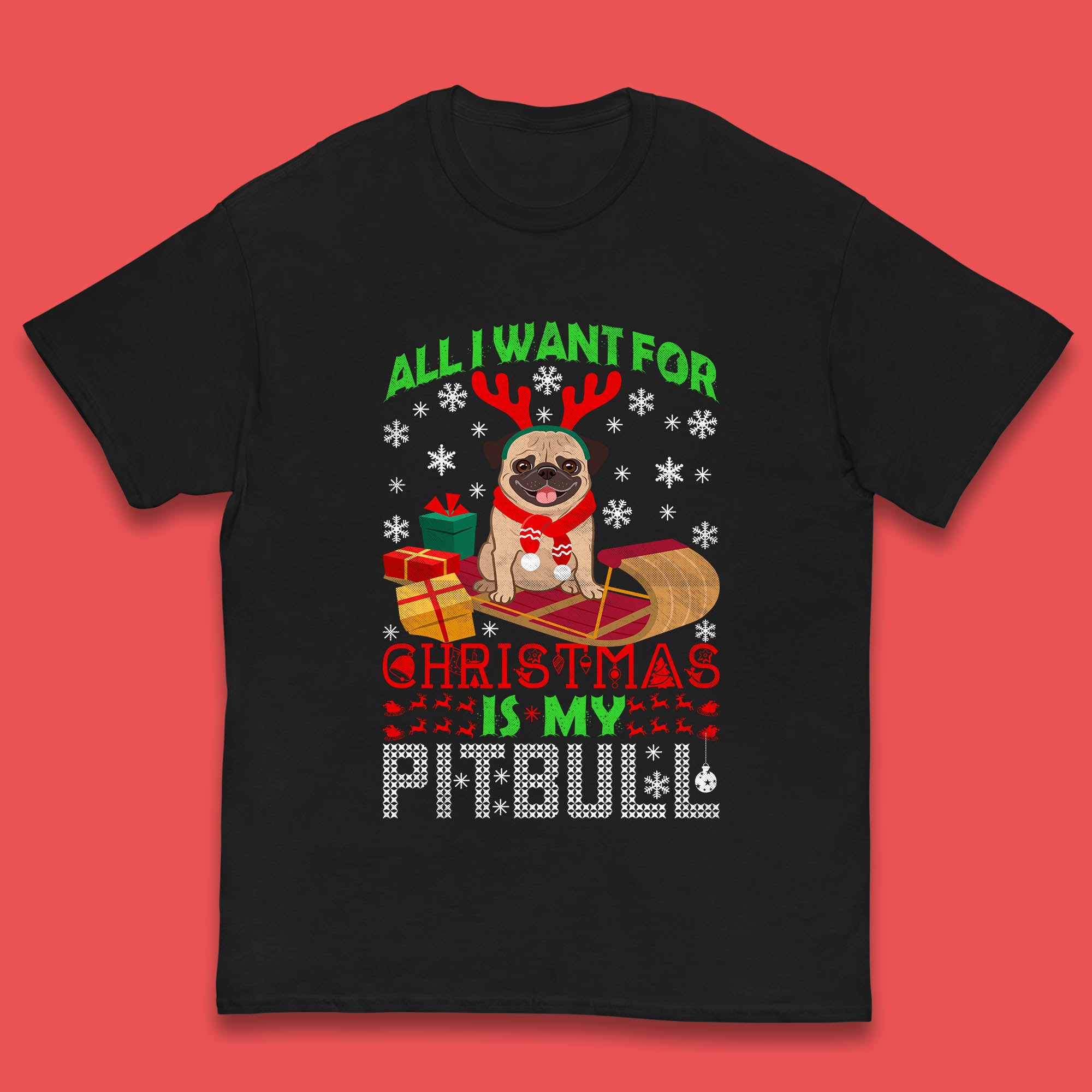 All I Want For Christmas Is My Pitbull Dog Kids T Shirt 160